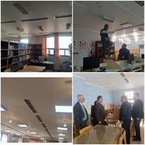 عملیات تعویض لامپ های کتابخانه مرکزی